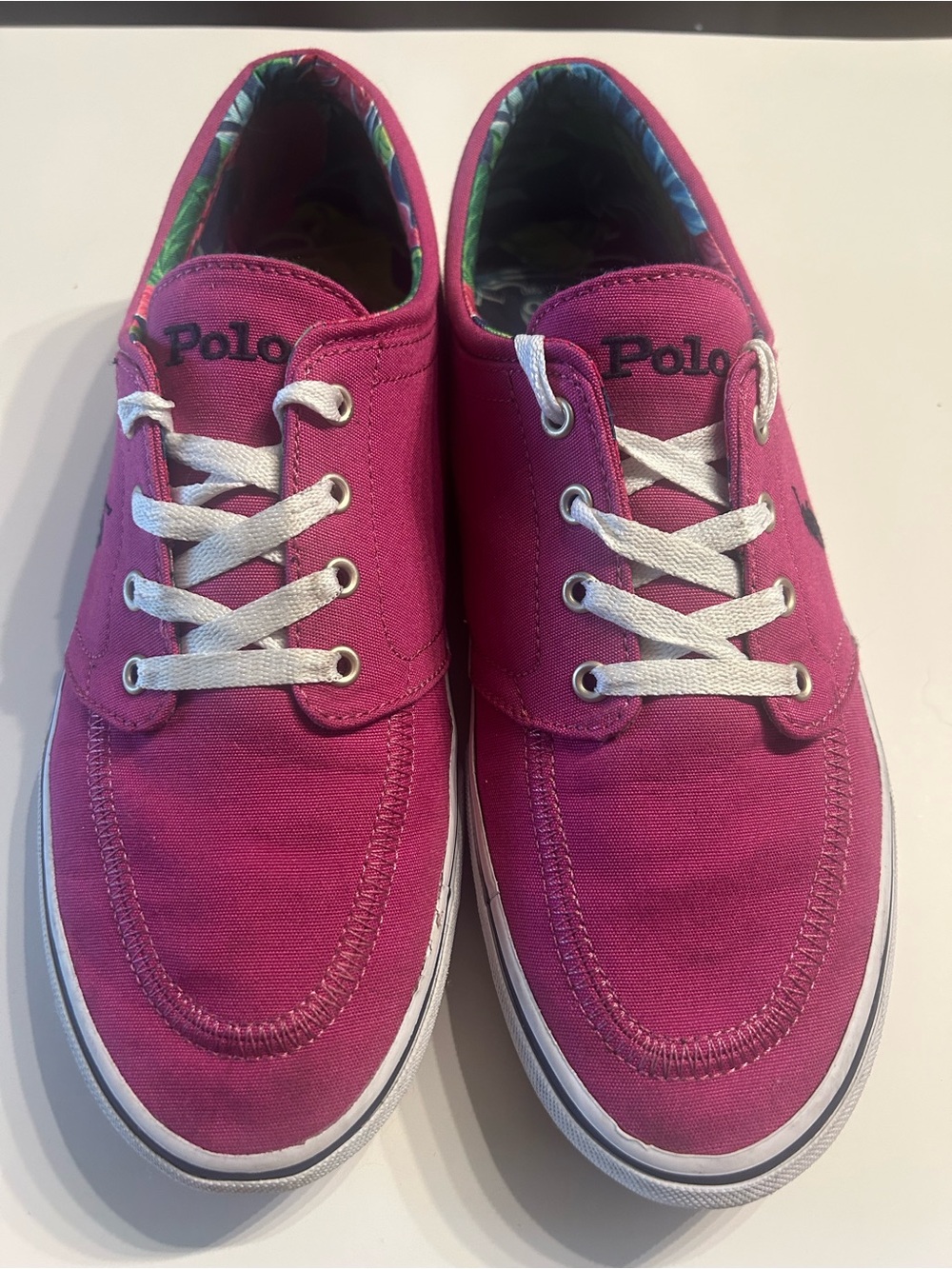Polo by Ralph Lauren Kids Fuchsia Canvas Lace-Up Sneakers